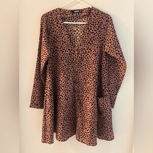 Leopard Print V-Neck Women's Dress